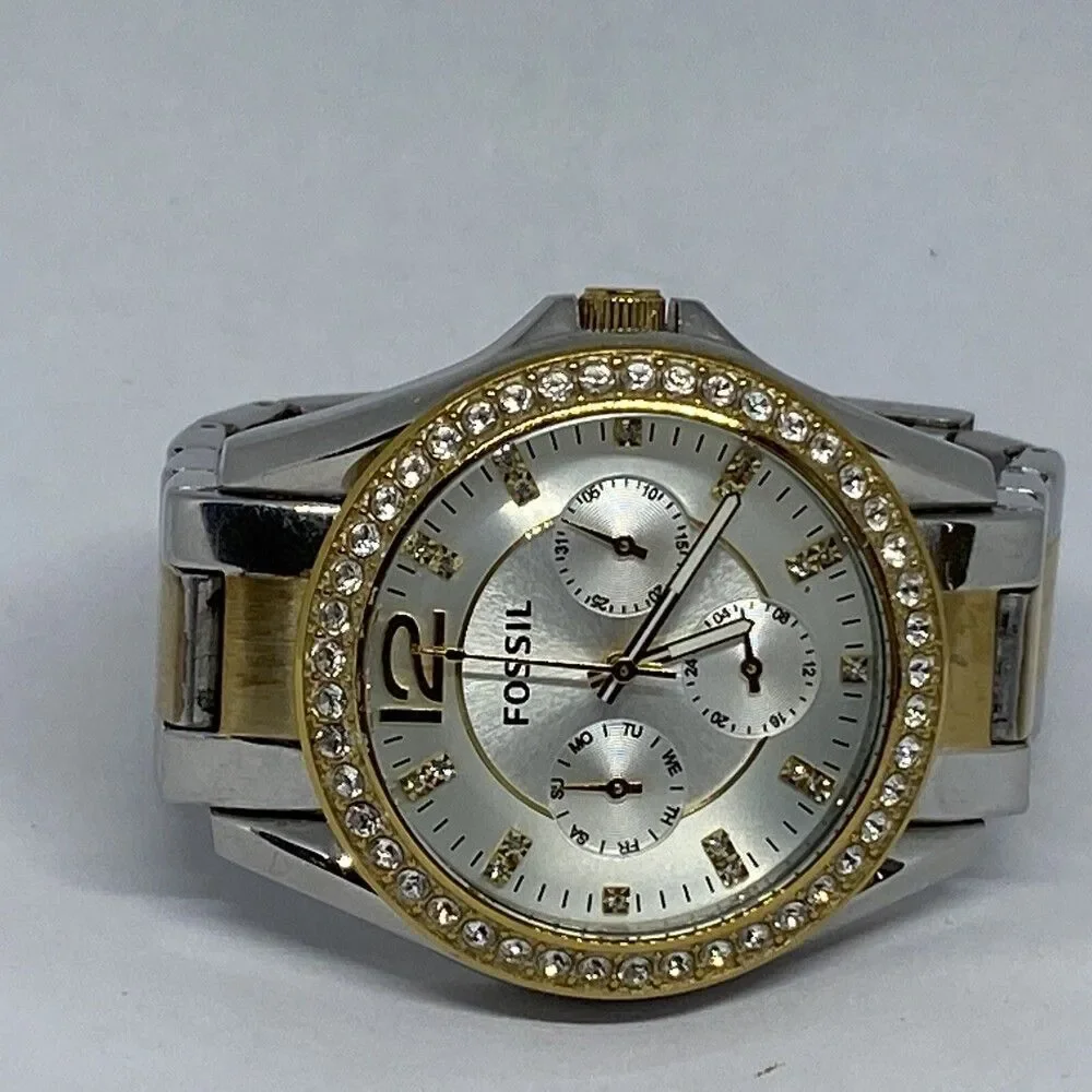 Fossil Riley ES3204 Women's Gold Stainless Steel Analog Dial Quartz Watch OP801